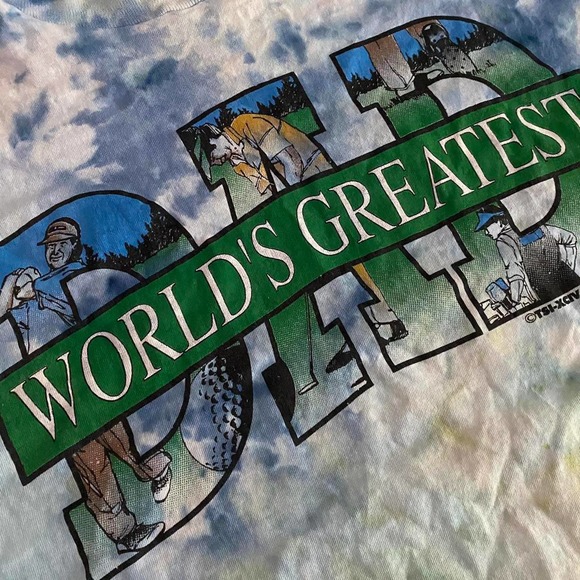 VTG 90s World's Greatest Dad Rework/Upcycled Tie-Dye Cotton Tee XL - Picture 3 of 4
